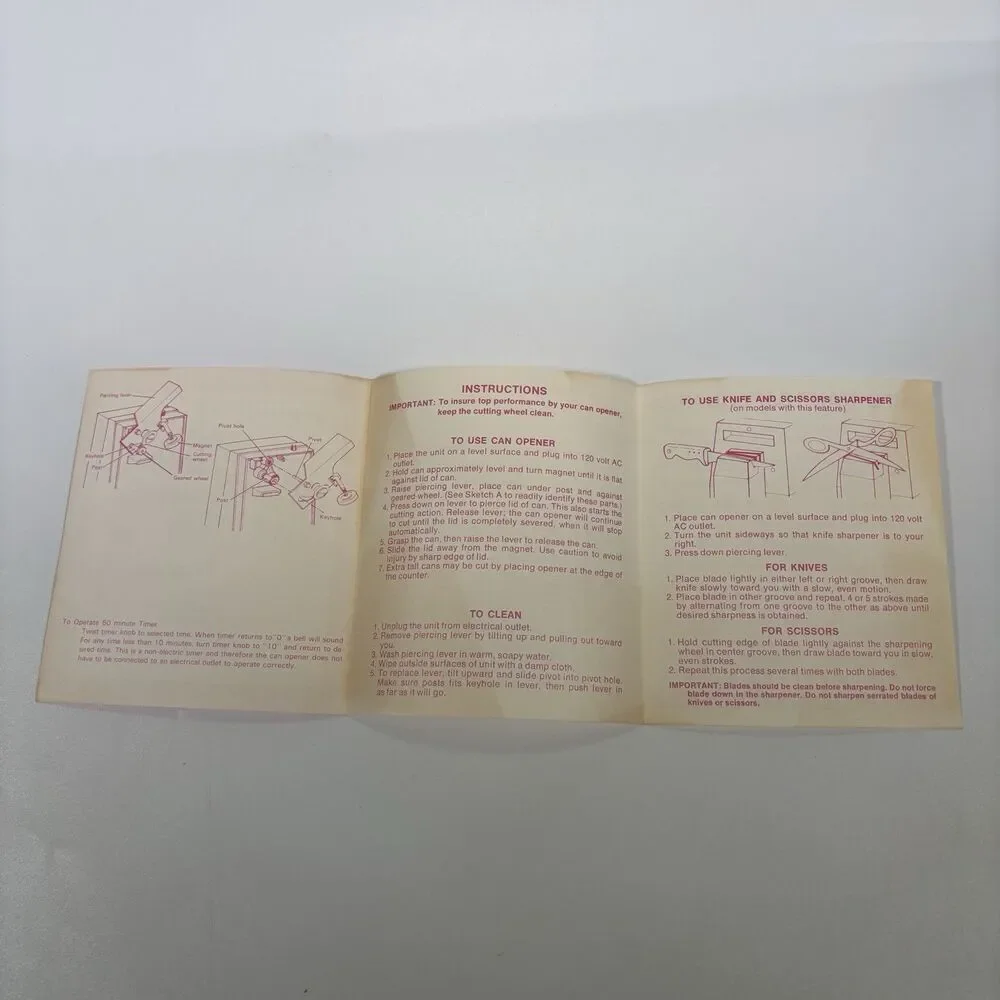 Kmart AUTOMATIC OPENER AND TIMER Manual Vintage Can Knife Scissor Sharpener